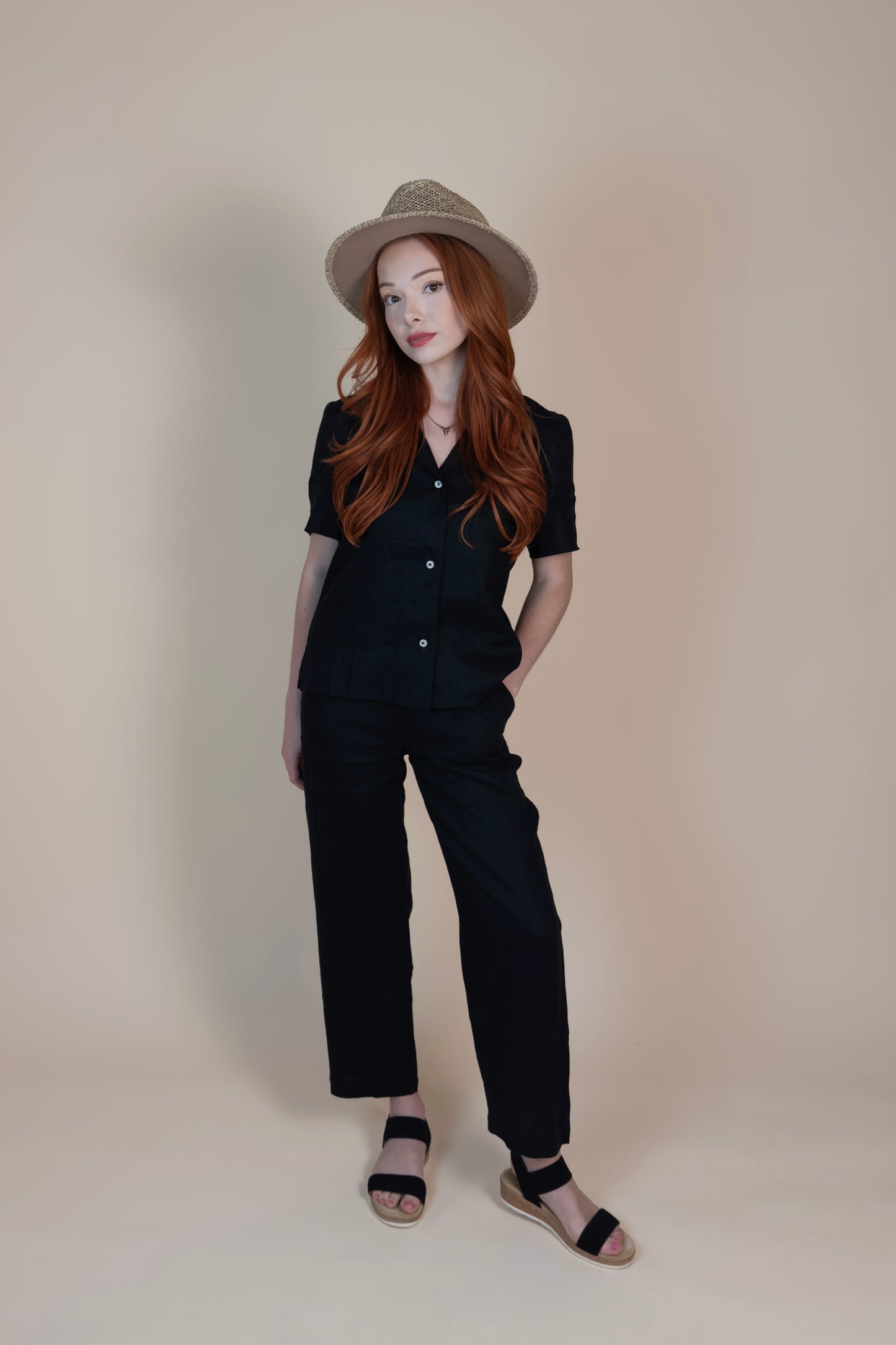 The Florence Linen Pant – Noir │ Petite