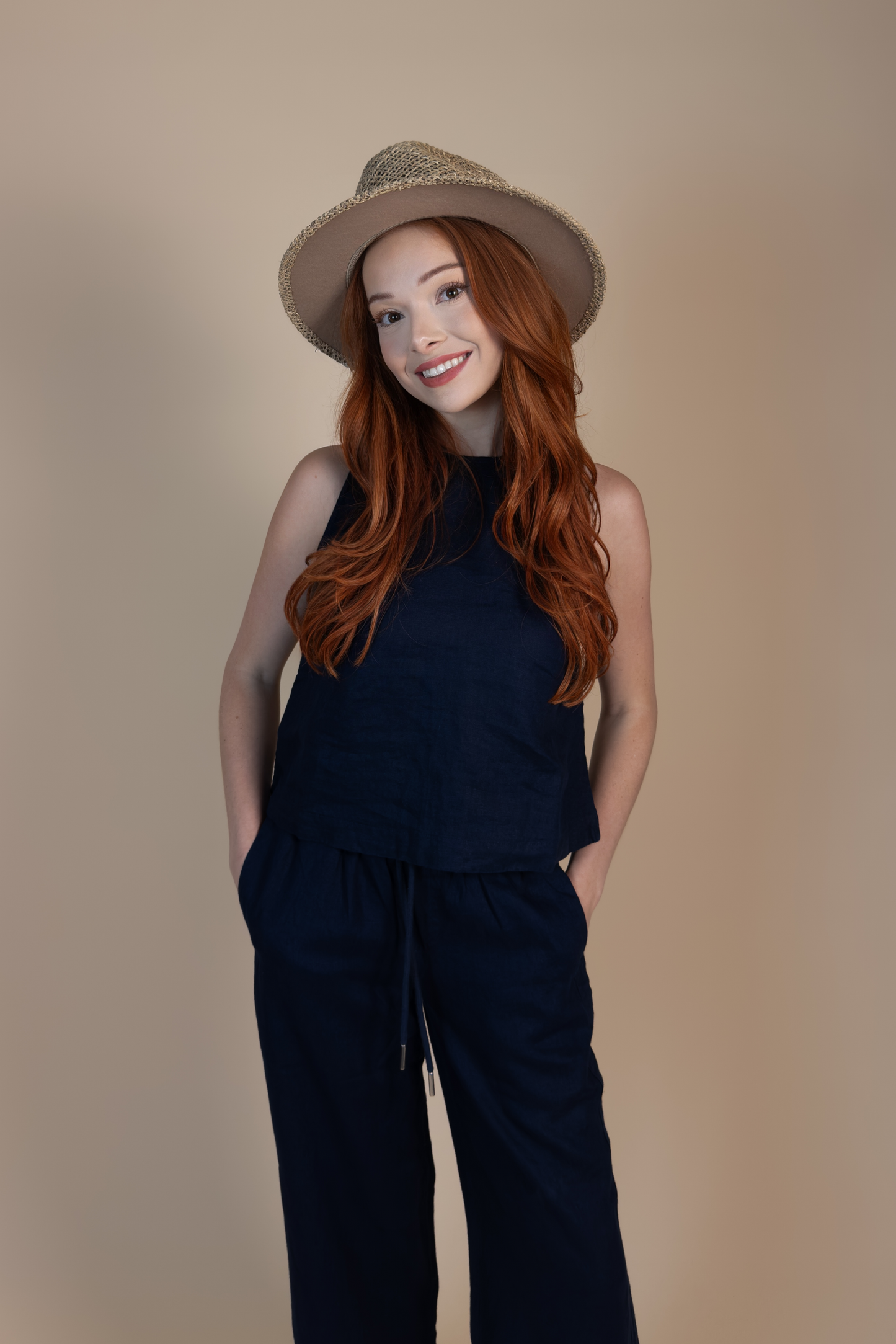 The Riviera Linen Pant – Navy │ Petite