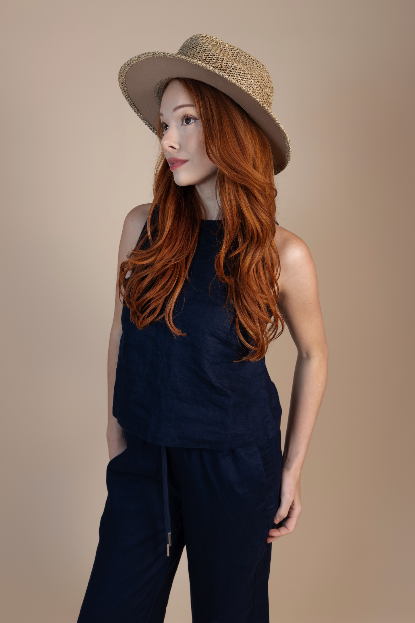 The Colette Linen Top – Navy │ Petite