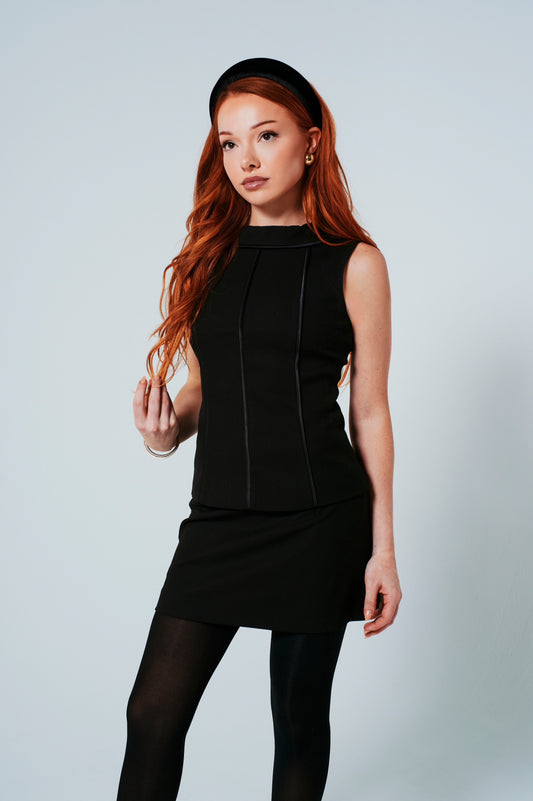 The Jackie Striped Top in Noir