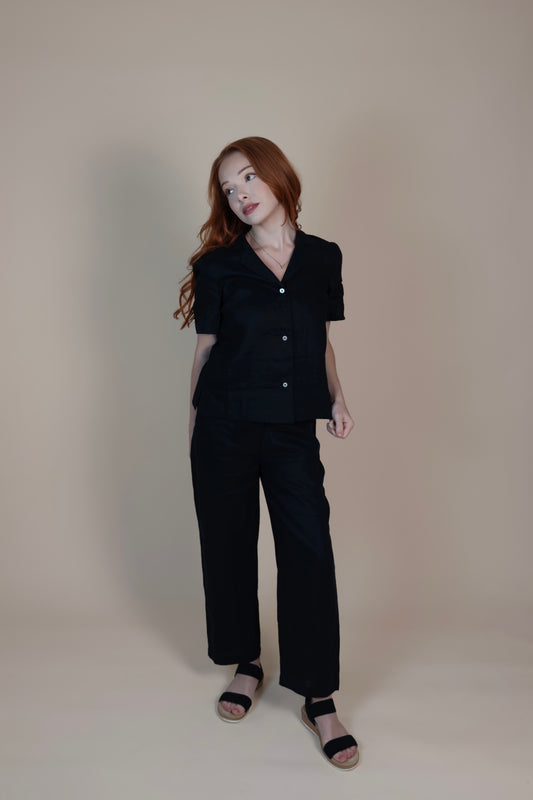 The Florence Linen Pant – Noir │ Petite