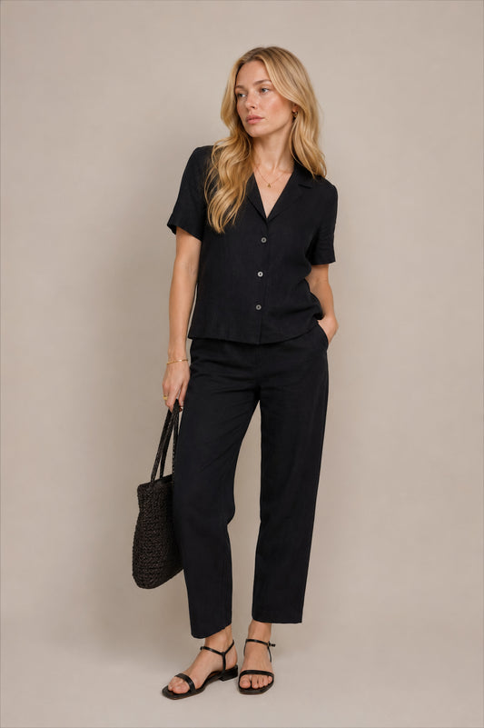 The Florence Linen Pant – Noir │ Petite
