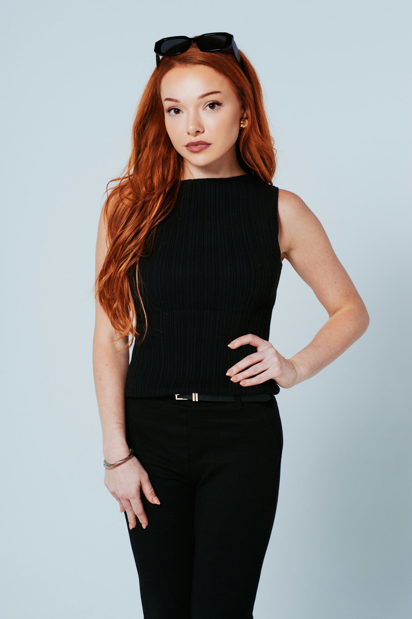 The Sylvie Cashmere Blend Top –Noir