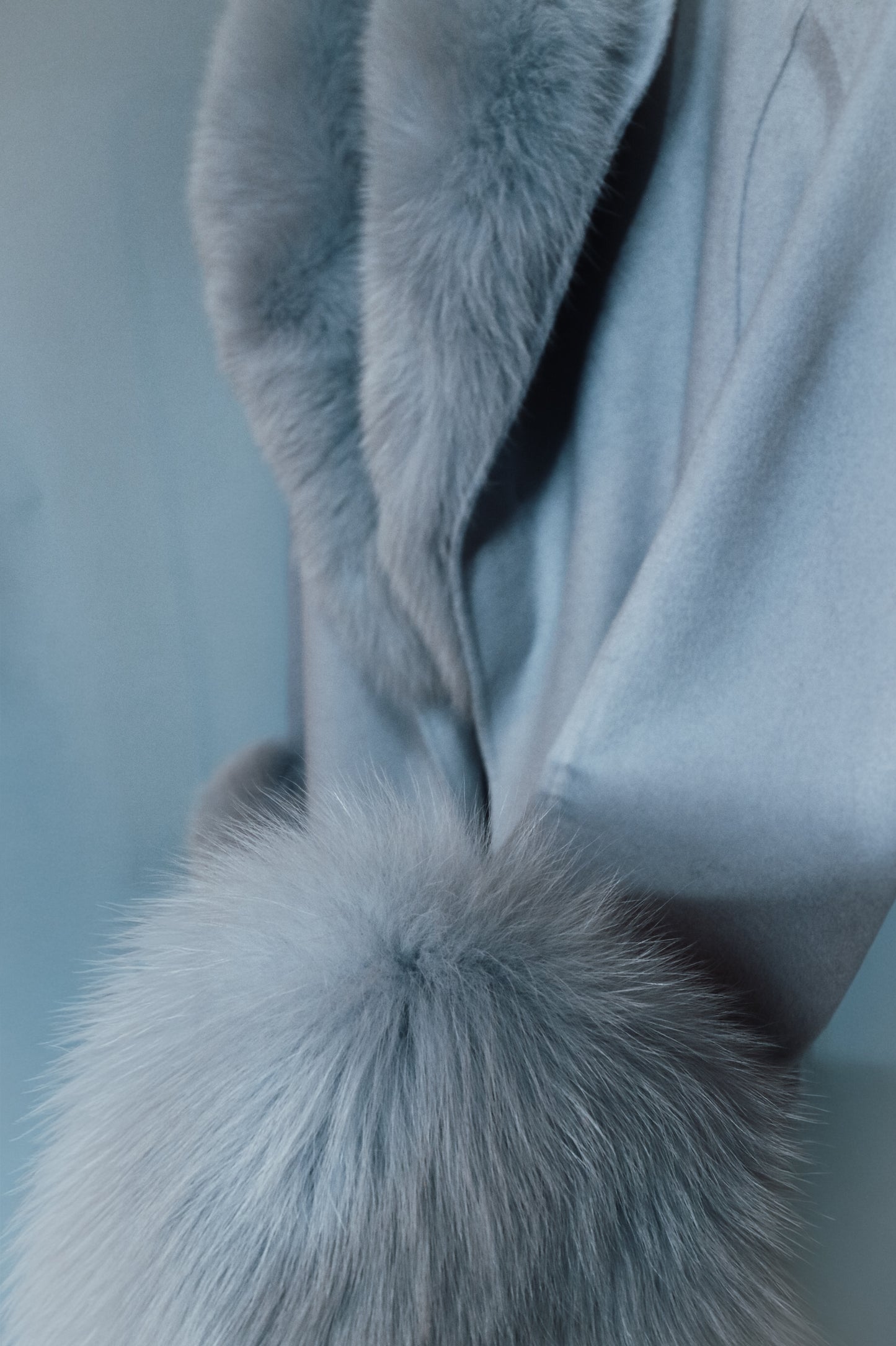 The Bardot Blue Fox Fur Trim Coat