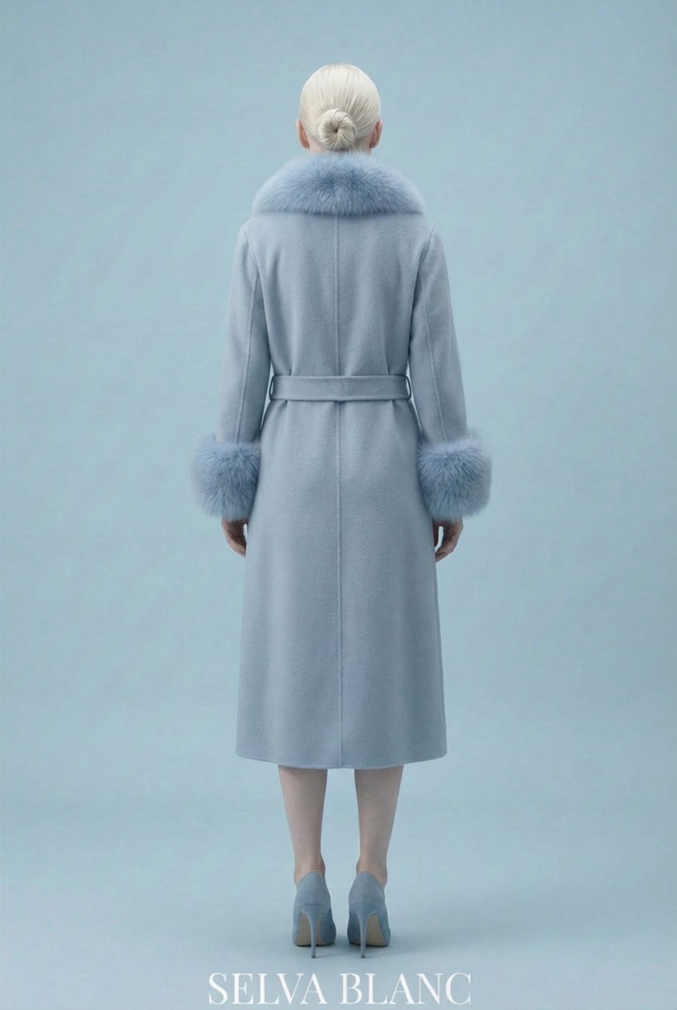 The Bardot Blue Fox Fur Trim Coat