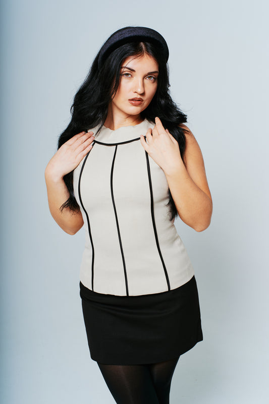 The Jackie Striped Top in Nude